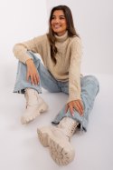 Golf Damski Model AT-SW-2355-2.12P Beige - AT AT Golf Damski Model AT-SW-2355-2.12P Beige - AT AT