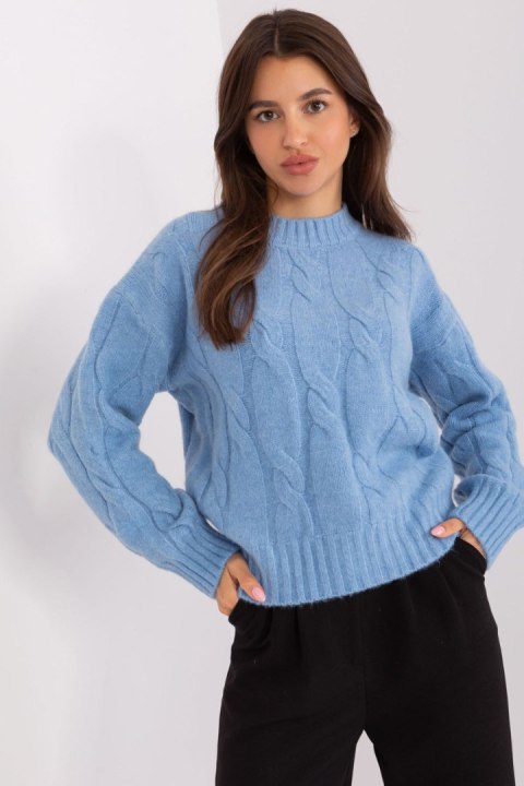 Sweter Damski Model AT-SW-0146.10P Light Blue - AT AT Sweter Damski Model AT-SW-0146.10P Light Blue - AT AT