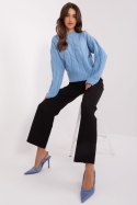 Sweter Damski Model AT-SW-0146.10P Light Blue - AT AT Sweter Damski Model AT-SW-0146.10P Light Blue - AT AT