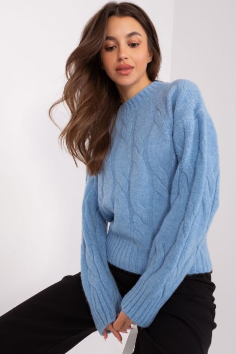 Sweter Damski Model AT-SW-0146.10P Light Blue - AT AT Sweter Damski Model AT-SW-0146.10P Light Blue - AT AT