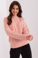 Sweter Damski Model AT-SW-0146.10P Light Pink - AT AT Sweter Damski Model AT-SW-0146.10P Light Pink - AT AT