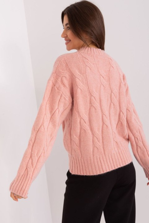 Sweter Damski Model AT-SW-0146.10P Light Pink - AT AT Sweter Damski Model AT-SW-0146.10P Light Pink - AT AT