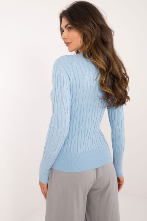 Sweter Damski Model AT-SW-2338-2.00 Light Blue - AT AT Sweter Damski Model AT-SW-2338-2.00 Light Blue - AT AT
