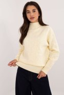 Sweter Damski Model AT-SW-2339.54 Light Yellow - AT AT Sweter Damski Model AT-SW-2339.54 Light Yellow - AT AT
