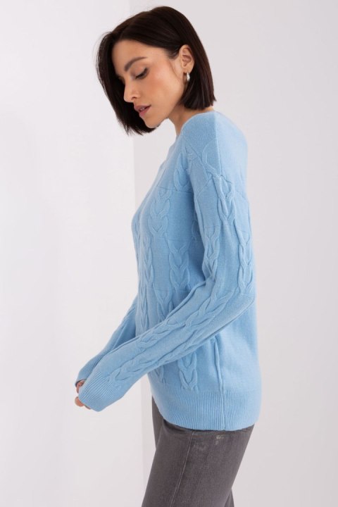 Sweter Damski Model AT-SW-2340.43 Light Blue - AT AT Sweter Damski Model AT-SW-2340.43 Light Blue - AT AT