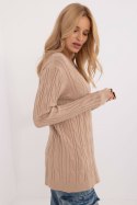 Sweter Damski Model AT-SW-2343.88 Camel - AT AT Sweter Damski Model AT-SW-2343.88 Camel - AT AT