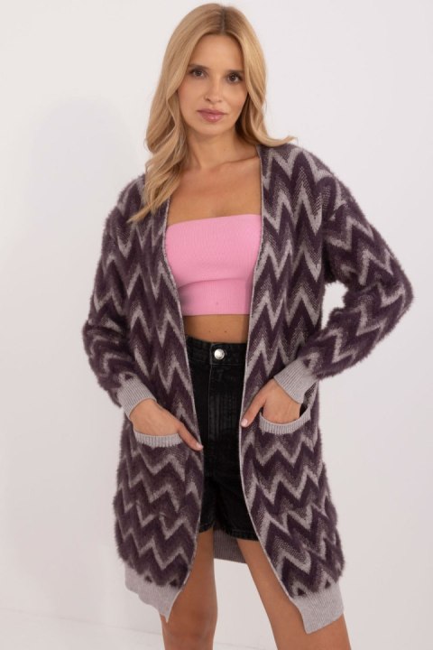 Sweter Kardigan Model AT-SW-2340-A.00 Dark Violet - AT AT Sweter Kardigan Model AT-SW-2340-A.00 Dark Violet - AT AT