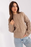 Sweter Damski Model AT-SW-0146.10P Dark Beige - AT AT Sweter Damski Model AT-SW-0146.10P Dark Beige - AT AT