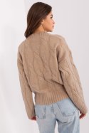 Sweter Damski Model AT-SW-0146.10P Dark Beige - AT AT Sweter Damski Model AT-SW-0146.10P Dark Beige - AT AT