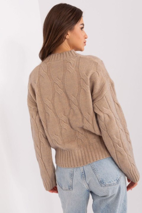 Sweter Damski Model AT-SW-0146.10P Dark Beige - AT AT Sweter Damski Model AT-SW-0146.10P Dark Beige - AT AT