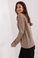 Sweter Damski Model AT-SW-2326.37X Dark Beige - AT AT Sweter Damski Model AT-SW-2326.37X Dark Beige - AT AT