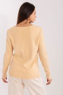 Sweter Damski Model AT-SW-2329.98P Beige - AT AT Sweter Damski Model AT-SW-2329.98P Beige - AT AT