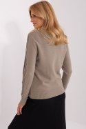 Sweter Damski Model AT-SW-2329.98P Dark Beige - AT AT Sweter Damski Model AT-SW-2329.98P Dark Beige - AT AT
