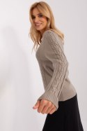 Sweter Damski Model AT-SW-2329.98P Dark Beige - AT AT Sweter Damski Model AT-SW-2329.98P Dark Beige - AT AT