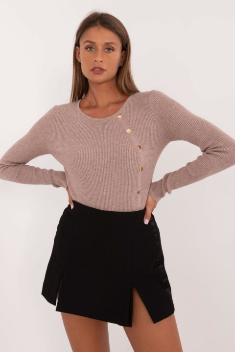 Sweter Damski Model AT-SW-2332-2.62 Dark Beige - AT AT Sweter Damski Model AT-SW-2332-2.62 Dark Beige - AT AT