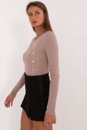 Sweter Damski Model AT-SW-2332-2.62 Dark Beige - AT AT Sweter Damski Model AT-SW-2332-2.62 Dark Beige - AT AT