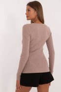 Sweter Damski Model AT-SW-2332-2.62 Dark Beige - AT AT Sweter Damski Model AT-SW-2332-2.62 Dark Beige - AT AT
