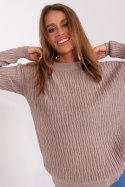 Sweter Damski Model AT-SW-2338.14P Dark Beige - AT AT Sweter Damski Model AT-SW-2338.14P Dark Beige - AT AT