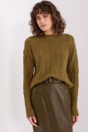 Sweter Damski Model AT-SW-2340.10 Khaki - AT AT Sweter Damski Model AT-SW-2340.10 Khaki - AT AT