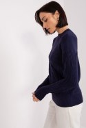 Sweter Damski Model AT-SW-2340.80 Navy - AT AT Sweter Damski Model AT-SW-2340.80 Navy - AT AT