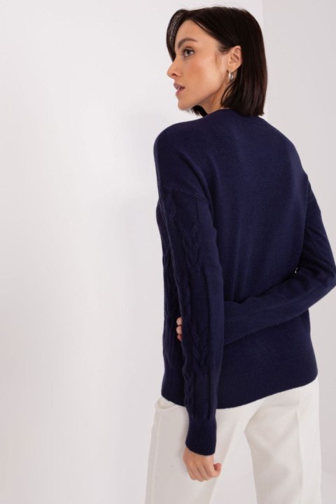 Sweter Damski Model AT-SW-2340.80 Navy - AT AT Sweter Damski Model AT-SW-2340.80 Navy - AT AT