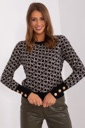 Sweter Damski Model AT-SW-2342.46P Black/Beige - AT AT Sweter Damski Model AT-SW-2342.46P Black/Beige - AT AT