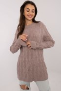 Sweter Damski Model AT-SW-2343.88 Dark Beige - AT AT Sweter Damski Model AT-SW-2343.88 Dark Beige - AT AT