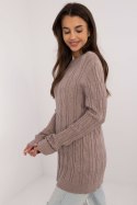 Sweter Damski Model AT-SW-2343.88 Dark Beige - AT AT Sweter Damski Model AT-SW-2343.88 Dark Beige - AT AT