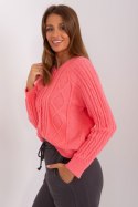 Sweter Damski Model AT-SW-2346-2.99P Coral - AT AT Sweter Damski Model AT-SW-2346-2.99P Coral - AT AT