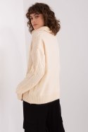 Sweter Damski Model AT-SW-2349-2.27 Light Beige - AT AT Sweter Damski Model AT-SW-2349-2.27 Light Beige - AT AT