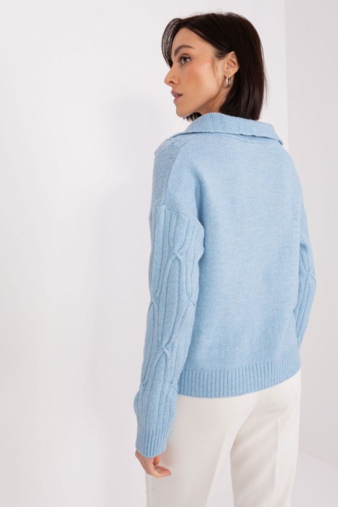 Sweter Damski Model AT-SW-2349-2.27 Light Blue - AT AT Sweter Damski Model AT-SW-2349-2.27 Light Blue - AT AT