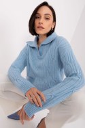 Sweter Damski Model AT-SW-2349-2.27 Light Blue - AT AT Sweter Damski Model AT-SW-2349-2.27 Light Blue - AT AT