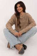 Sweter Damski Model AT-SW-2361.61 Dark Beige - AT AT Sweter Damski Model AT-SW-2361.61 Dark Beige - AT AT