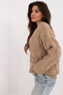 Sweter Damski Model AT-SW-2361.61 Dark Beige - AT AT Sweter Damski Model AT-SW-2361.61 Dark Beige - AT AT