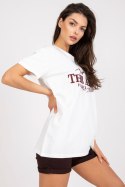 T-shirt Damski Model FA-TS-7720.43P White/Brown - Fancy Fancy T-shirt Damski Model FA-TS-7720.43P White/Brown - Fancy Fancy