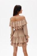 Sukienka Model Morella BEZ SUK0491 Beige - Roco Fashion Roco Fashion Sukienka Model Morella BEZ SUK0491 Beige - Roco Fashion Roco Fashion