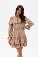Sukienka Model Morella BEZ SUK0491 Beige - Roco Fashion Roco Fashion Sukienka Model Morella BEZ SUK0491 Beige - Roco Fashion Roco Fashion