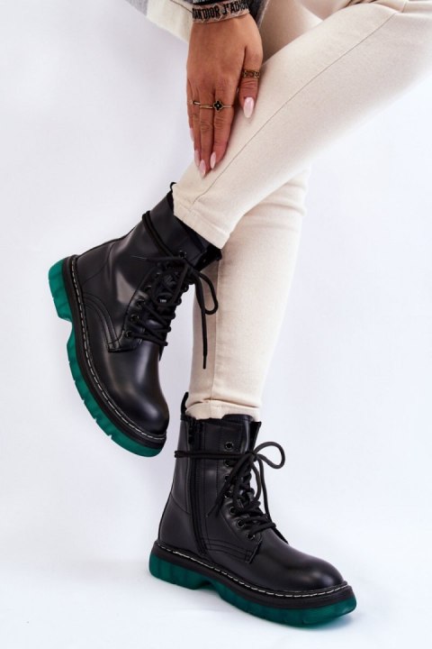 Botki Glany Model Trinah 22BT35-5079 Black_Green - Step in style Step in style Botki Glany Model Trinah 22BT35-5079 Black_Green - Step in style Step in style
