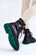 Botki Glany Model Trinah 22BT35-5079 Black_Green - Step in style Step in style Botki Glany Model Trinah 22BT35-5079 Black_Green - Step in style Step in style