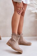 Botki Model Lewski 3624 Beige Skóra - Step in style Step in style Botki Model Lewski 3624 Beige Skóra - Step in style Step in style