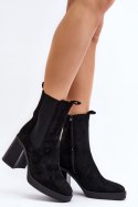 Botki Model Piovere 8600 Black Zamsz - Step in style Step in style