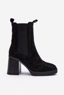 Botki Model Piovere 8600 Black Zamsz - Step in style Step in style
