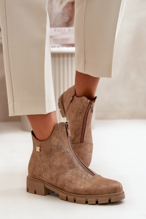 Botki Model Verietta RMR23123-11 Brown/Gold Zamsz - Step in style Step in style Botki Model Verietta RMR23123-11 Brown/Gold Zamsz - Step in style Step in style
