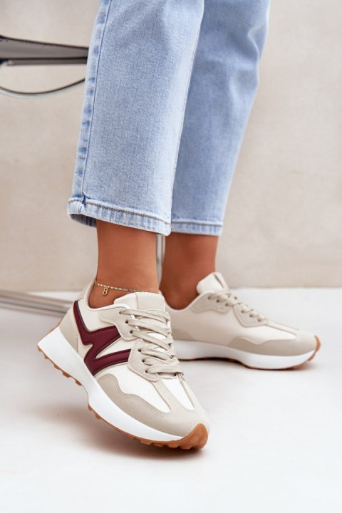 Buty Sportowe Model Britma LA295P Beige/Bordo - Step in style Step in style Buty Sportowe Model Britma LA295P Beige/Bordo - Step in style Step in style