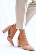Czółenka Model Lexie QA203P Beige Zamsz - Step in style Step in style