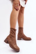 Botki Model Aphroteia 23BT35-6449 Brown Zamsz - Step in style Step in style Botki Model Aphroteia 23BT35-6449 Brown Zamsz - Step in style Step in style
