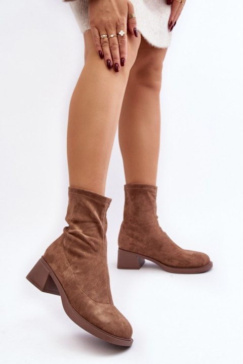 Botki Model Aphroteia 23BT35-6449 Brown Zamsz - Step in style Step in style Botki Model Aphroteia 23BT35-6449 Brown Zamsz - Step in style Step in style