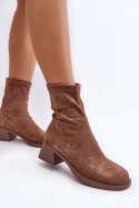 Botki Model Aphroteia 23BT35-6449 Brown Zamsz - Step in style Step in style Botki Model Aphroteia 23BT35-6449 Brown Zamsz - Step in style Step in style