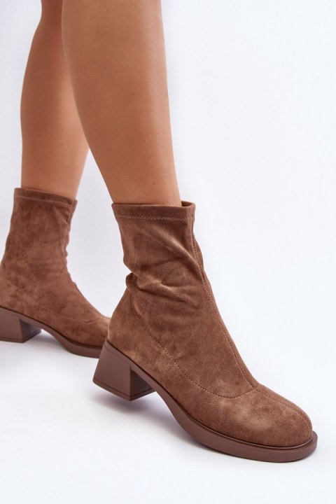 Botki Model Aphroteia 23BT35-6449 Brown Zamsz - Step in style Step in style Botki Model Aphroteia 23BT35-6449 Brown Zamsz - Step in style Step in style