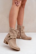 Botki Model Zazoo 3444/2 Light Beige Zamsz - Step in style Step in style Botki Model Zazoo 3444/2 Light Beige Zamsz - Step in style Step in style